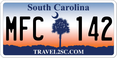 SC license plate MFC142