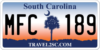 SC license plate MFC189