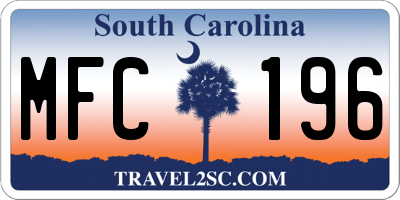 SC license plate MFC196