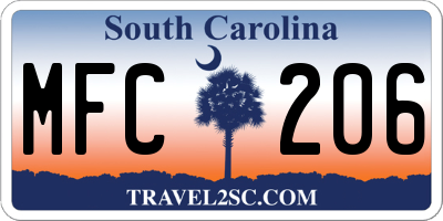 SC license plate MFC206