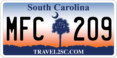 SC license plate MFC209