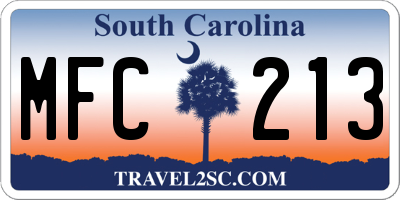 SC license plate MFC213