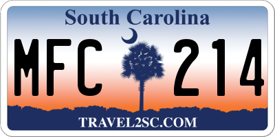 SC license plate MFC214