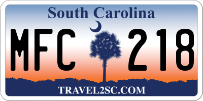SC license plate MFC218
