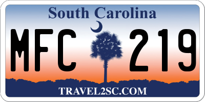 SC license plate MFC219