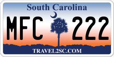 SC license plate MFC222