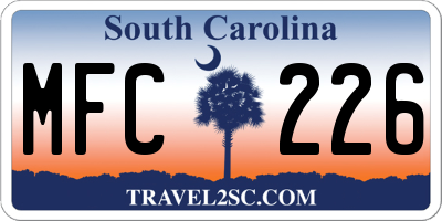 SC license plate MFC226