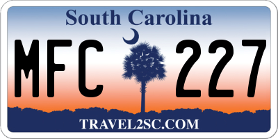 SC license plate MFC227