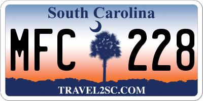 SC license plate MFC228