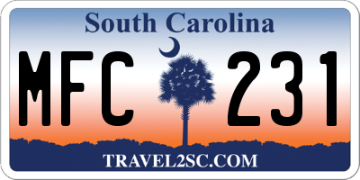 SC license plate MFC231