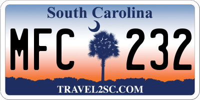 SC license plate MFC232