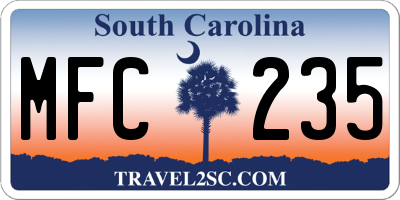 SC license plate MFC235