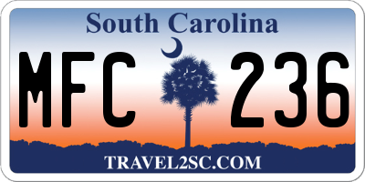 SC license plate MFC236