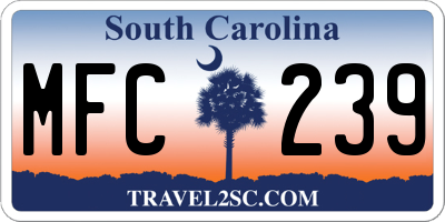 SC license plate MFC239