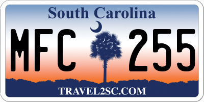 SC license plate MFC255