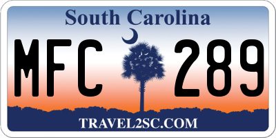 SC license plate MFC289