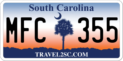 SC license plate MFC355
