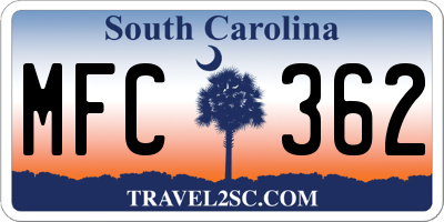 SC license plate MFC362