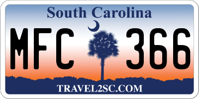 SC license plate MFC366