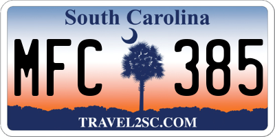 SC license plate MFC385