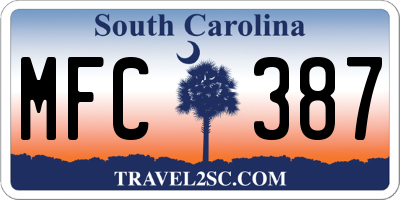 SC license plate MFC387