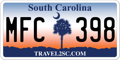 SC license plate MFC398
