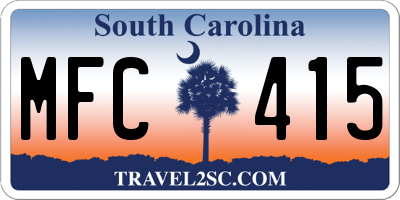 SC license plate MFC415