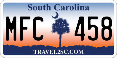 SC license plate MFC458