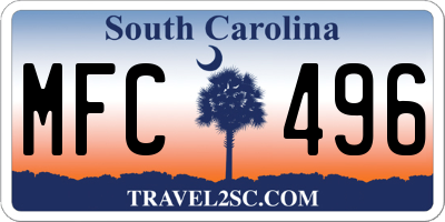 SC license plate MFC496