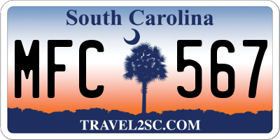 SC license plate MFC567