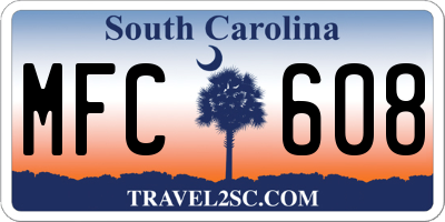 SC license plate MFC608