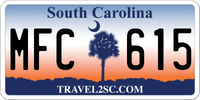 SC license plate MFC615