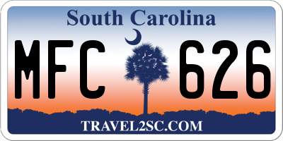 SC license plate MFC626