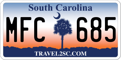 SC license plate MFC685