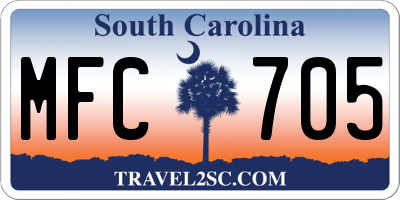 SC license plate MFC705