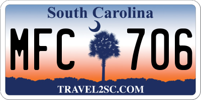 SC license plate MFC706