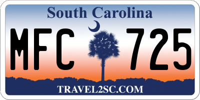 SC license plate MFC725