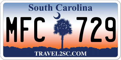 SC license plate MFC729