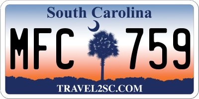 SC license plate MFC759