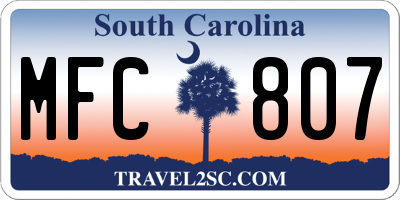 SC license plate MFC807
