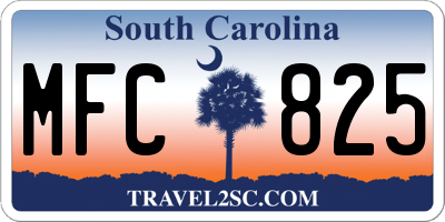 SC license plate MFC825