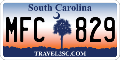 SC license plate MFC829