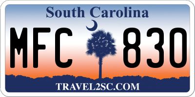 SC license plate MFC830