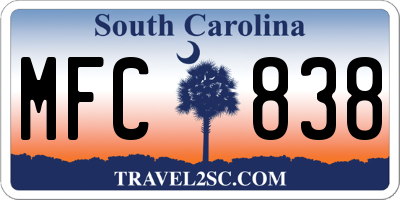 SC license plate MFC838