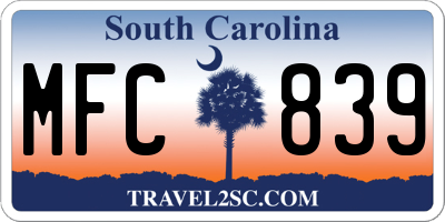 SC license plate MFC839