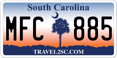 SC license plate MFC885