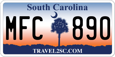 SC license plate MFC890
