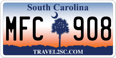SC license plate MFC908