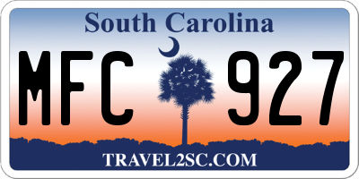 SC license plate MFC927