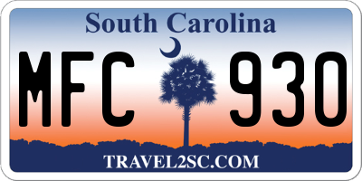 SC license plate MFC930